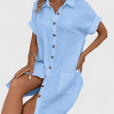 Gianelleza shirt midi dress in Blue, view 10