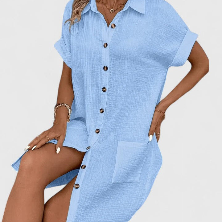 Gianelleza shirt midi dress in Blue, view 10