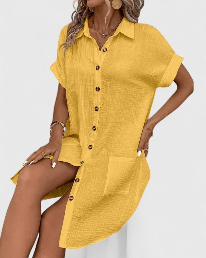 Gianelleza shirt midi dress in Yellow, view 6