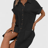 Gianelleza shirt midi dress in Black, view 8