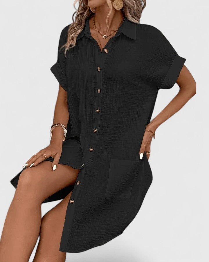 Gianelleza shirt midi dress in Black, view 8