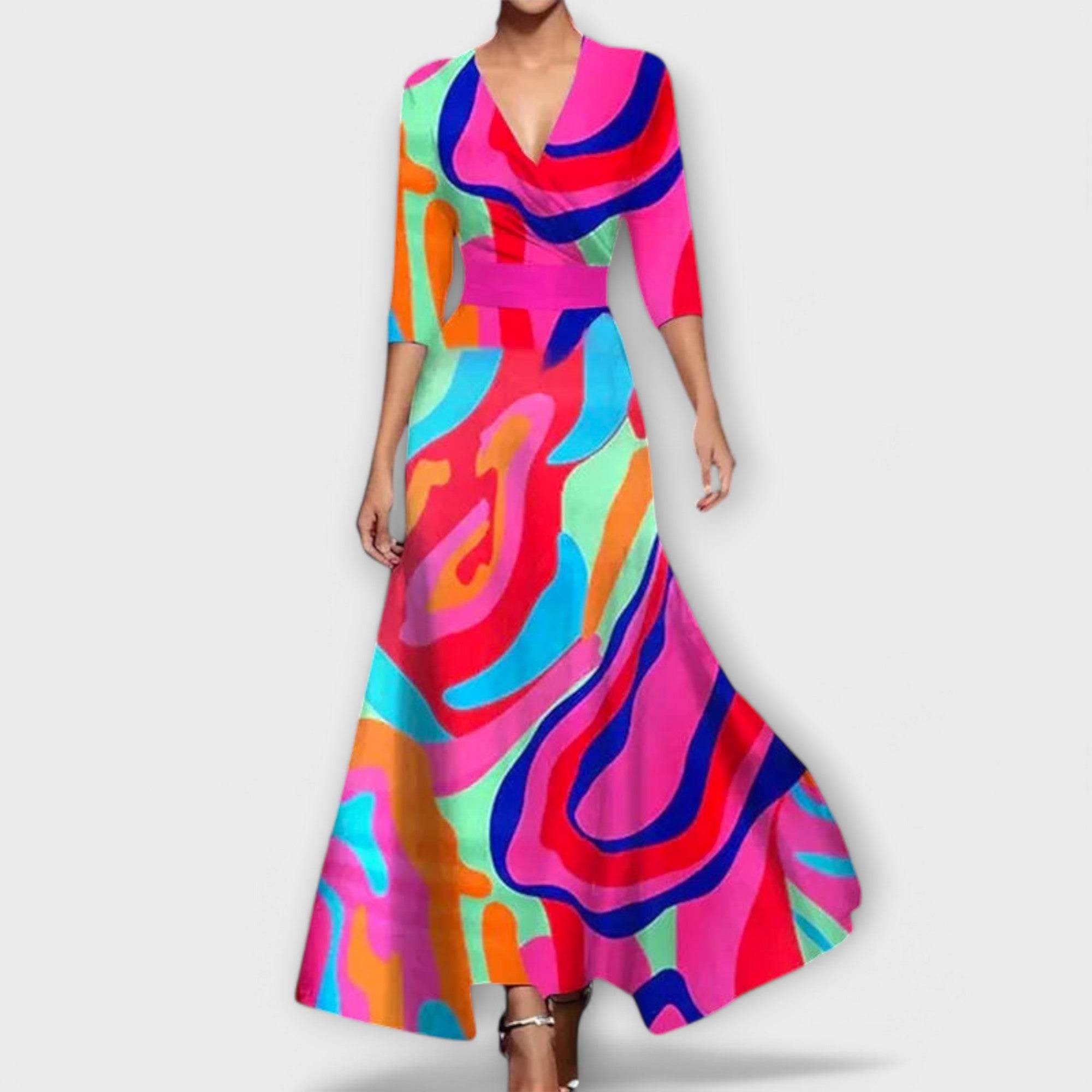 Alma floral wrap maxi dress in Multicolour, view 3