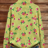 Lauren pink and lime floral zip-up cardigan, view 4