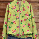 Lauren pink and lime floral zip-up cardigan, view 2