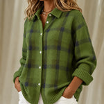 Courtney green checked knitted jacket, view 2