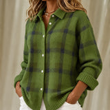 Courtney green checked knitted jacket, view 2