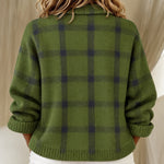 Courtney green checked knitted jacket, view 3