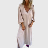Carol Long Boho Dress in Apricot, front view