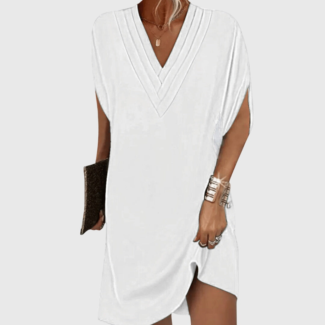 Anita tummy hiding V neck dress in White, view 6