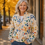 Fiona botanical leaf print zip-up cardigan, view 3
