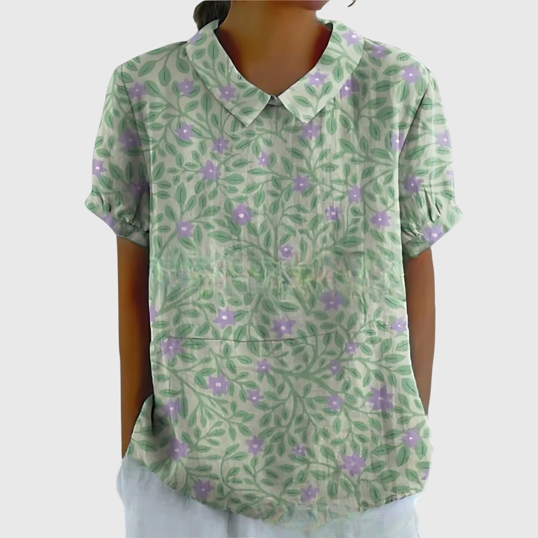 Jenna floral blouse in Green with Floral Print, view 8