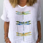 Stella retro V-neck top in White, front view