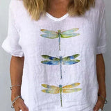 Stella retro V-neck top in White, front view