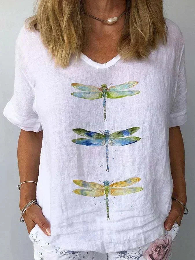 Stella retro V-neck top in White, front view