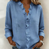 Sadie ruffled blouse in Blue, view 4