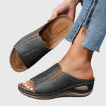 Aretha Orthopaedic Wedge Slide Sandals in Charcoal, view 8