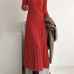 Olivia cable knit midi dress in Red, view 4