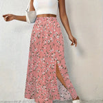 Paige floral print maxi skirt in Coral Floral, view 7