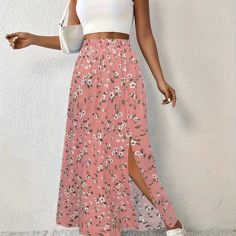 Paige floral print maxi skirt in Coral Floral, view 7