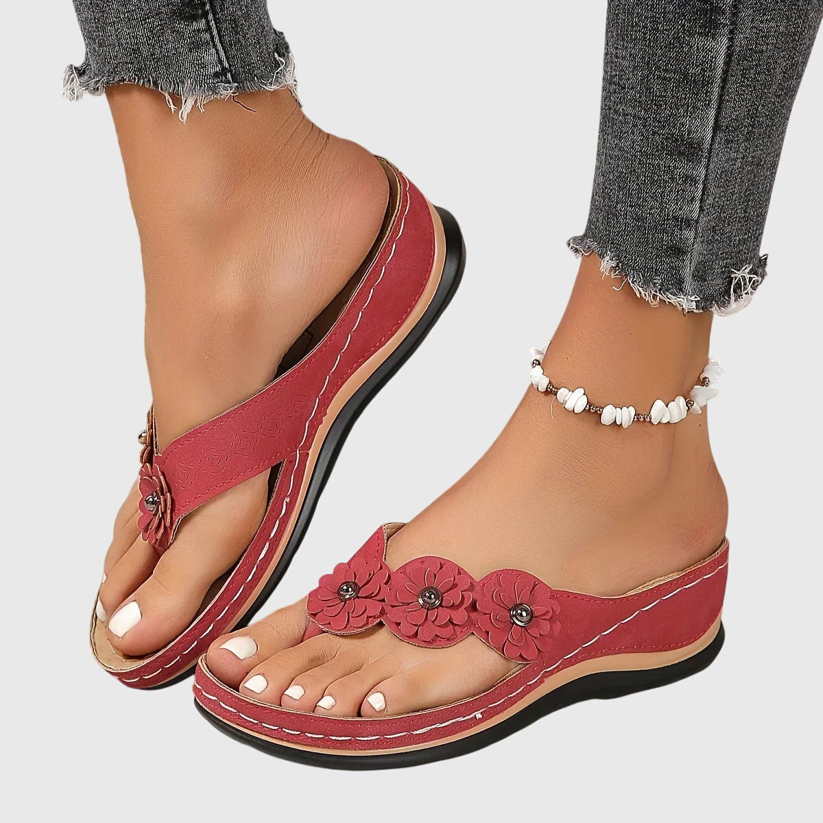 Alexis orthopaedic flip flops in Red, view 2