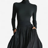 Alessia black high waisted maxi dress, view 2