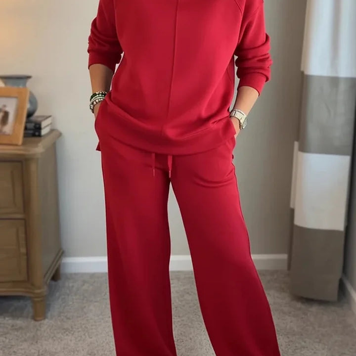 Colleen roll-neck two-piece set in Red, view 5