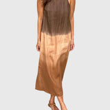Mira ombre print maxi dress in Brown, front view