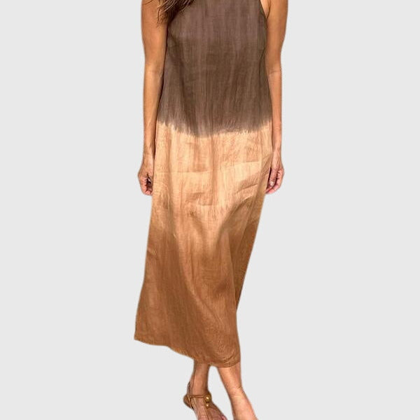 Mira ombre print maxi dress in Brown, front view
