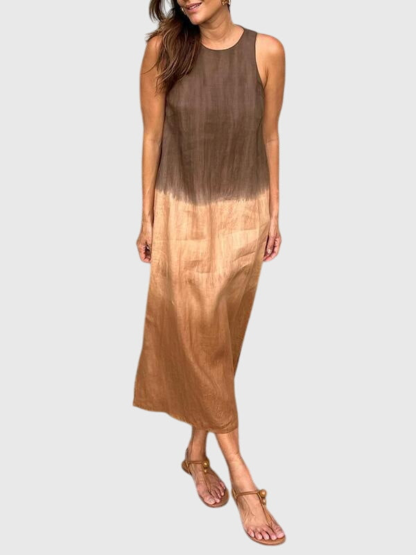 Mira ombre print maxi dress in Brown, front view