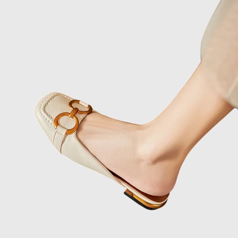 Alexandra Orthopaedic Embroidered Sandals in Beige, front view