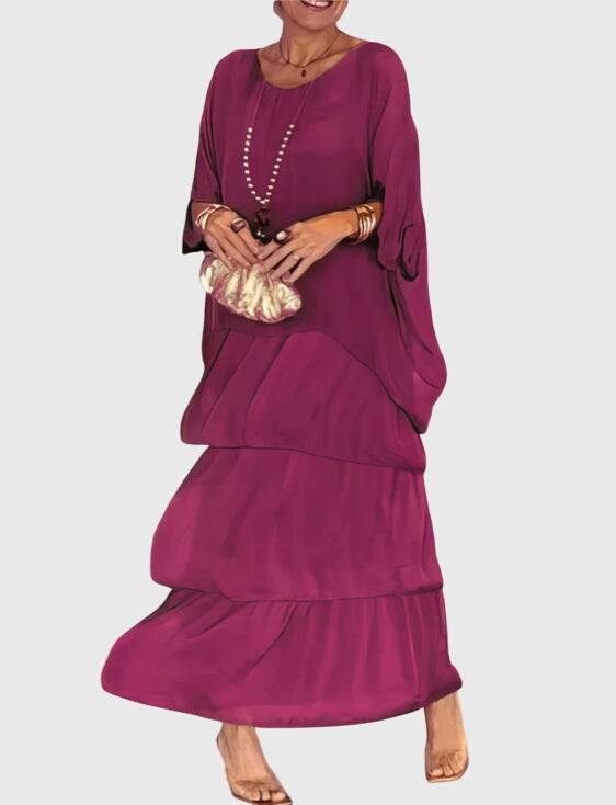 Susan long flowing elegant maxi dress in Pink-Violet, view 11
