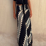 High waisted striped maxi skirt, view 3