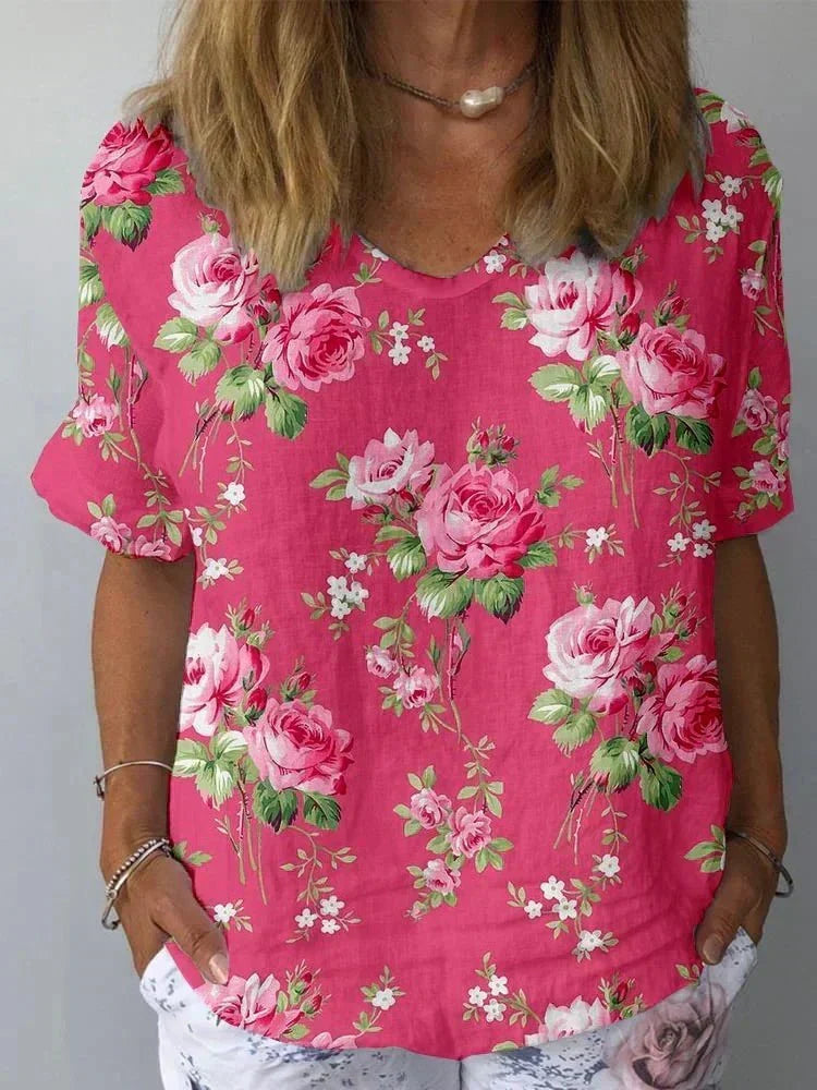 Lisa artistic floral shirt, front view