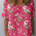 Lisa artistic floral shirt, front view