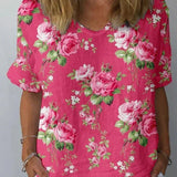 Lisa artistic floral shirt, front view