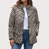 Daisy black and cream quilted jacket, front view