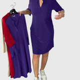 Katherine V-neck dress in Purple, view 3