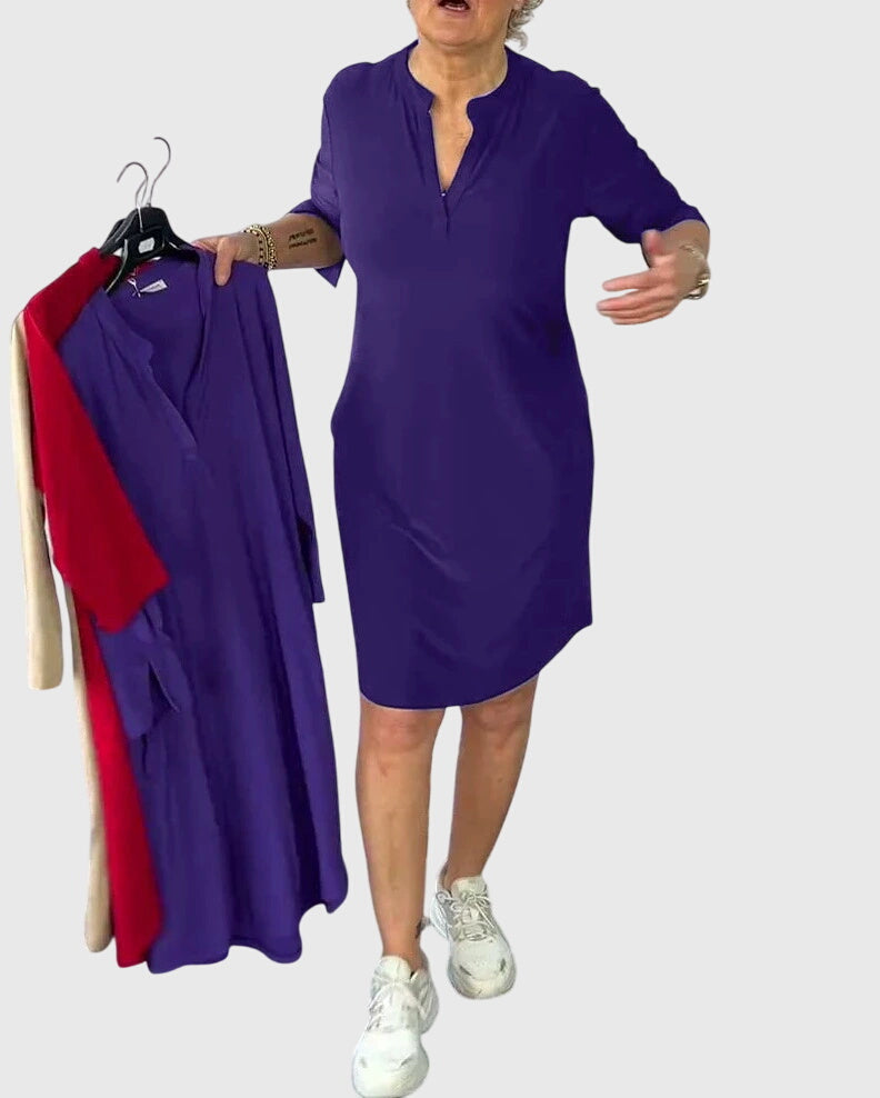 Katherine V-neck dress in Purple, view 3