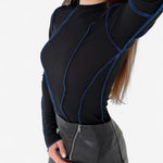 Imona long sleeve top in Black, view 3