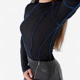 Imona long sleeve top in Black, view 3