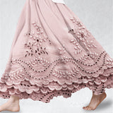 Aurette boho embroidered maxi skirt in Pink, view 2