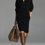 Janice ribbed knit jumper dress in Black, view 4