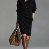 Janice ribbed knit jumper dress in Black, view 4