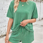 Solenne corduroy top and shorts set, front view