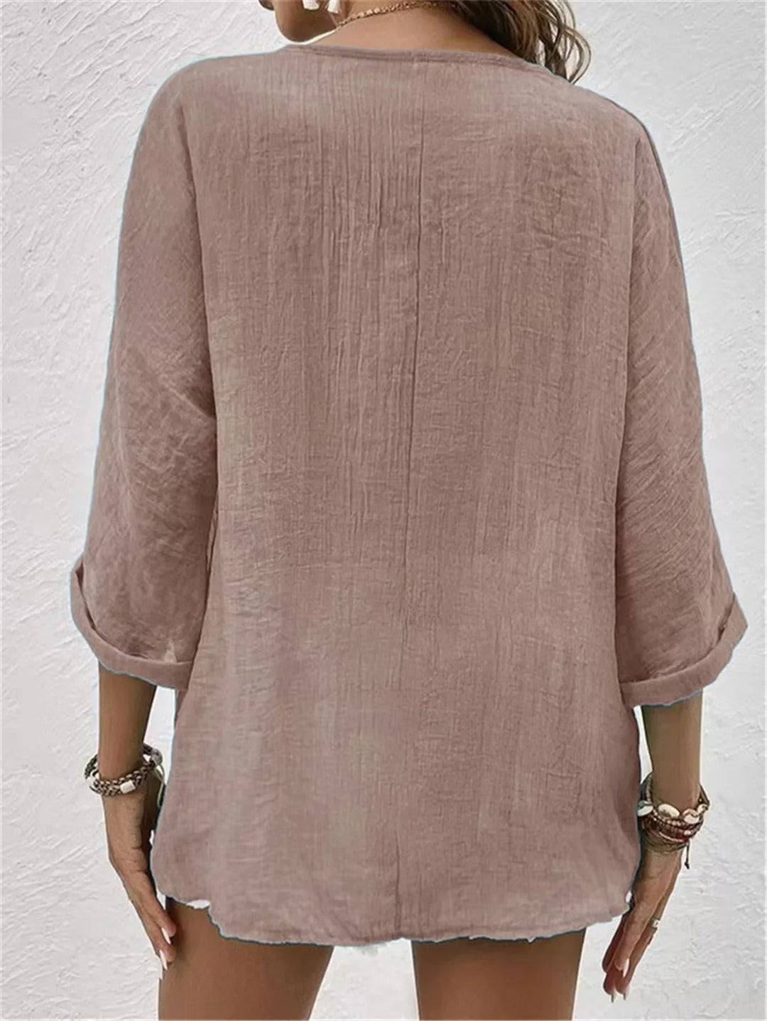Fayo breezy V-neck button top, view 11