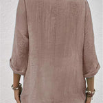 Fayo breezy V-neck button top, view 11