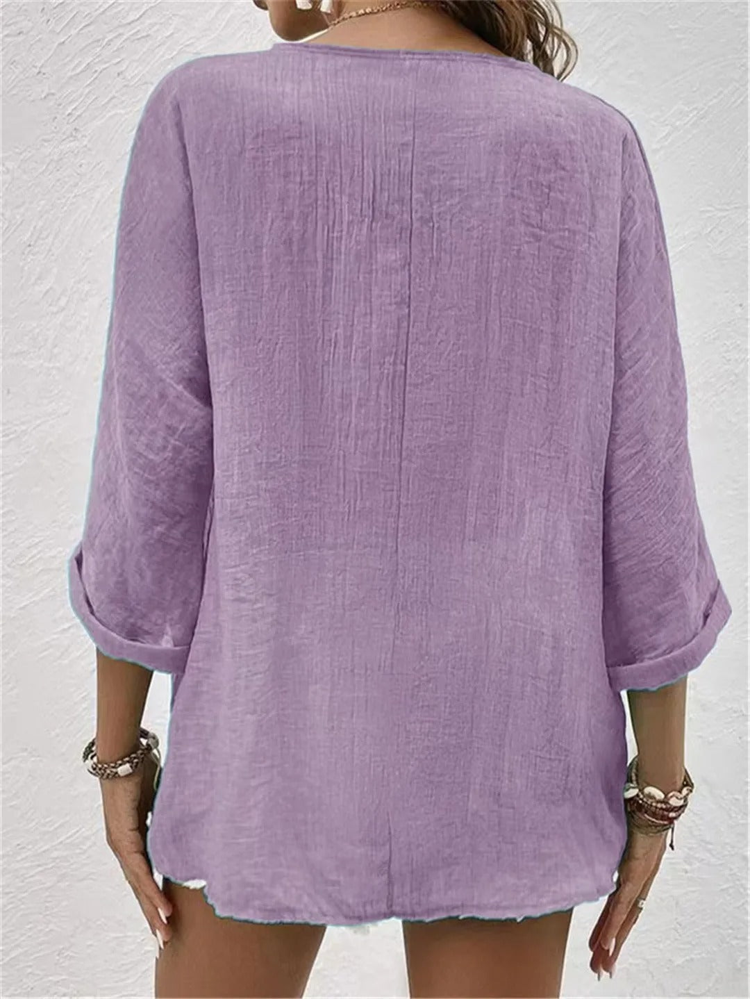 Fayo breezy V-neck button top, view 2
