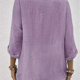 Fayo breezy V-neck button top, view 2