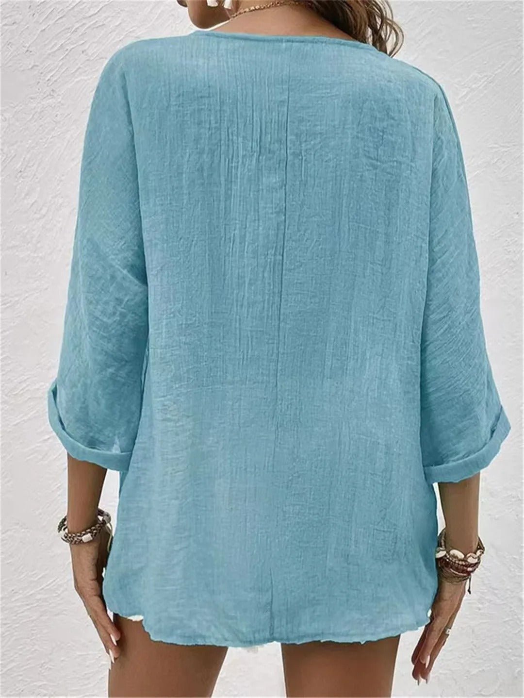 Fayo breezy V-neck button top, view 6