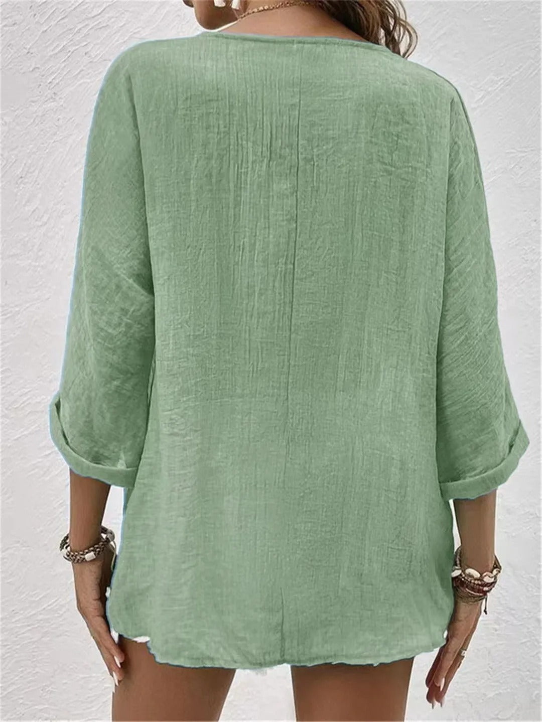 Fayo breezy V-neck button top, view 4